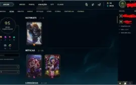 Conta no Lol nvl 119 com 95 skins  e 122 champions