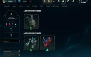 Platina 4 com 50 Champs e 18 Skins + 18 Fragmentos