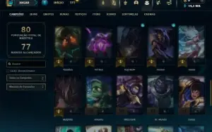 Platina 4 com 50 Champs e 18 Skins + 18 Fragmentos