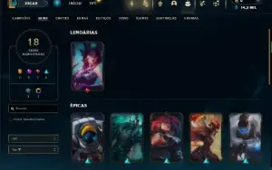 Platina 4 com 50 Champs e 18 Skins + 18 Fragmentos