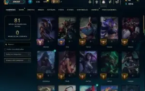 Unranked com 50 Champs e 7 Skins ( ex esmeralda )