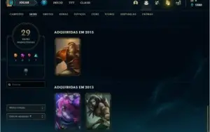 Conta unranked com 72 champs e 29 skins