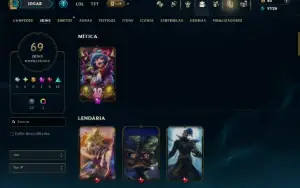 Unranked com 120 Champs e 69 Skins ( JG / MID  / SUP )