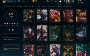 Unranked com 120 Champs e 69 Skins ( JG / MID  / SUP )