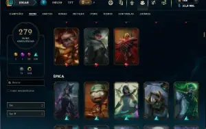 Unranked com TODOS os champs e 279 Skins + 11 Vitoriosas