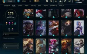 Unranked com TODOS os champs e 279 Skins + 11 Vitoriosas