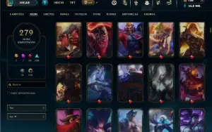 Unranked com TODOS os champs e 279 Skins + 11 Vitoriosas