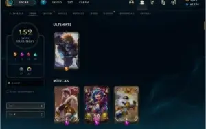 Conta lol lvl 363 com 2300 de RP, 150 skins, 13 gemas