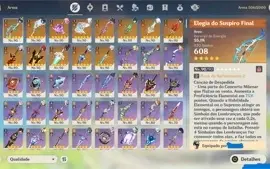 Conta Genshin Impact com muitos bonecos e armas 5 estrelas