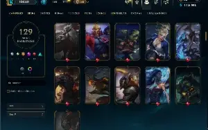 Unranked com TODOS os champs e 129 Skins ( MID / JG / ADC )