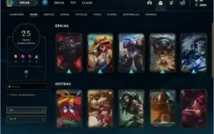 Conta bronze 1 com 25 skins e 78 champs