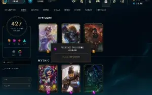 Conta Lol-  427 Skins Prestigio - Lvl 303- Todos Os Campeões