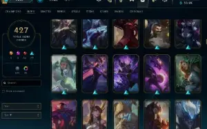 Conta Lol-  427 Skins Prestigio - Lvl 303- Todos Os Campeões
