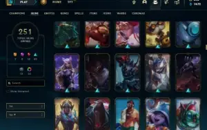 Unranked com TODOS os champs e 251 Skins + Icones Raros