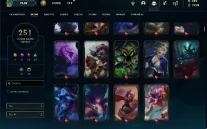 Unranked com TODOS os champs e 251 Skins + Icones Raros