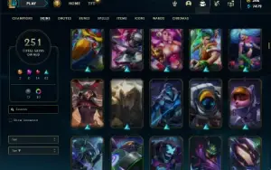Unranked com TODOS os champs e 251 Skins + Icones Raros