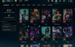 Unranked com TODOS os champs e 251 Skins + Icones Raros