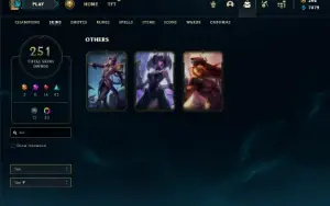 Unranked com TODOS os champs e 251 Skins + Icones Raros