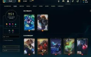 Unranked com TODOS os champs e 251 Skins + Icones Raros