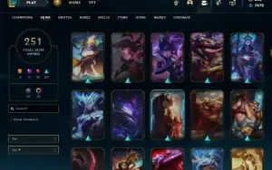 Unranked com TODOS os champs e 251 Skins + Icones Raros