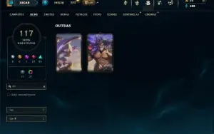 Bronze 4 com TODOS os champs e 117 Skins ( TOP / MID / JG )