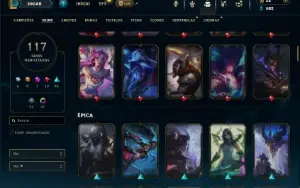 Bronze 4 com TODOS os champs e 117 Skins ( TOP / MID / JG )