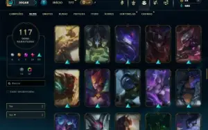 Bronze 4 com TODOS os champs e 117 Skins ( TOP / MID / JG )