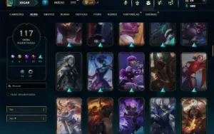 Bronze 4 com TODOS os champs e 117 Skins ( TOP / MID / JG )