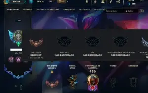 Bronze 4 com TODOS os champs e 117 Skins ( TOP / MID / JG )