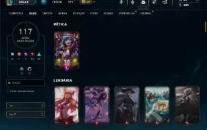Bronze 4 com TODOS os champs e 117 Skins ( TOP / MID / JG )