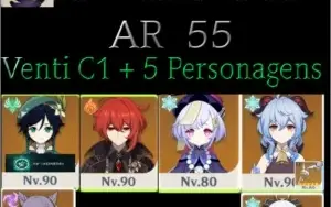 Venti C1 + 5 Personagens 5 Estrelas- América- Genhsin Impact