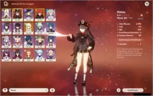 conta genshin ar 41 com hutao e diluc