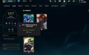Ouro 1 com TODOS os champs e 237 Skins + 4500 RP (MAIN ADC)
