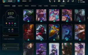 Ouro 1 com TODOS os champs e 237 Skins + 4500 RP (MAIN ADC)