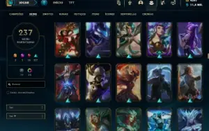 Ouro 1 com TODOS os champs e 237 Skins + 4500 RP (MAIN ADC)