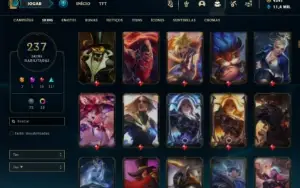 Ouro 1 com TODOS os champs e 237 Skins + 4500 RP (MAIN ADC)