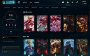 conta League of legends antiga com muitas skins e campeões