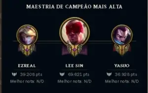 conta League of legends antiga com muitas skins e campeões