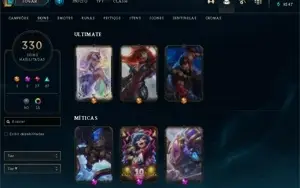 Conta LoL 330 Skins, 541 ícones e Todos os Champions