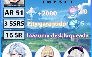 GENSHIN IMPACT CONTA AR 51 Ayato + 2 SSR + Orações