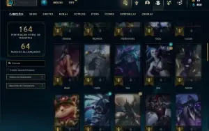 Unranked com 70 Champs e 38 Skins + 8 Cromas