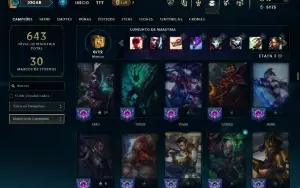Unranked com TODOS os champs e 341 Skins + 1 Rara