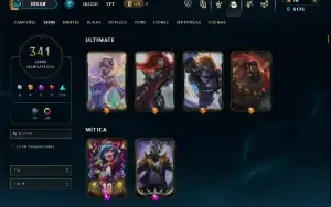 Unranked com TODOS os champs e 341 Skins + 1 Rara