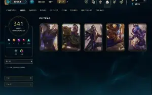 Unranked com TODOS os champs e 341 Skins + 1 Rara