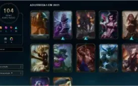 CONTA DE LOL NIVEL 216, 104 SKINS, 123 CAMPEÕES.