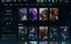 Conta Unranked com 122 Champs e 218 Skins