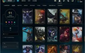 Conta unranked com 91 skins e 126 champs