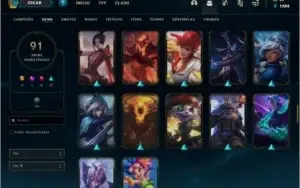 Conta unranked com 91 skins e 126 champs