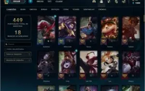 Conta unranked com 91 skins e 126 champs