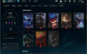 Conta unranked com 91 skins e 126 champs